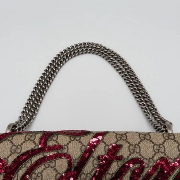 Gucci Beige GG Supreme Canvas Embroidered Elton Medium Dionysus Bag - Picture 7 of 12